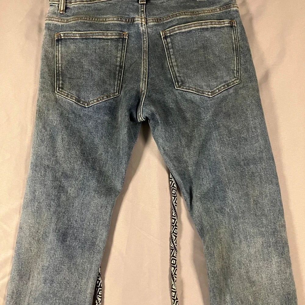 Lifted Anchors Mens 32 Distressed Jeans Customized Tribal Belt LFOD Blue Denim